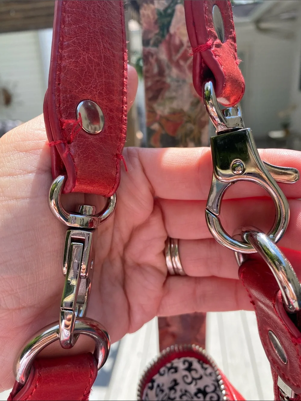 HOBO Red Leather Hobo Bag with Front Zip Pocket